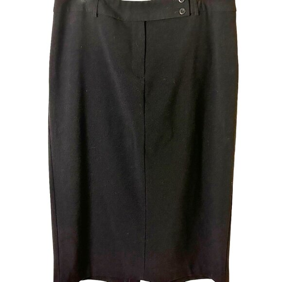 Ellen Tracy Size 14 Midi Unlined Straight Skirt 15" Back Vent & Front Zipper Blk - Picture 2 of 11